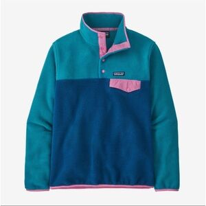 Patagonia Teal and Pink Snap-T Fleece Pullover